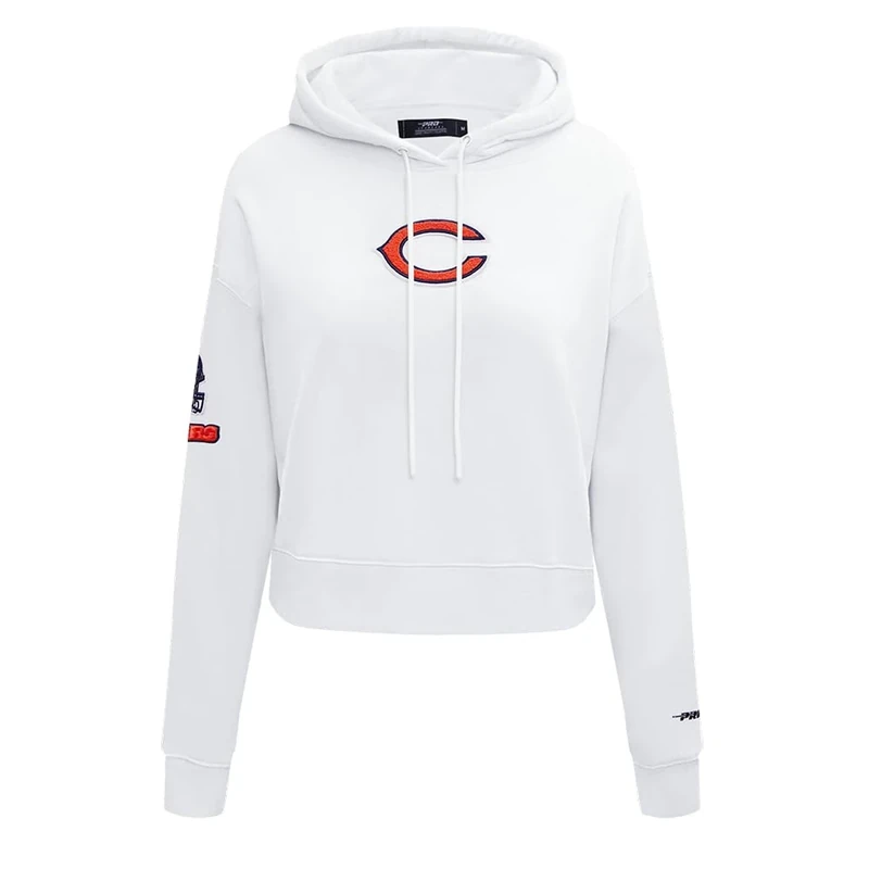 Pro Standard WOMENS NFL CHICAGO BEARS CLASSIC CHENILLE CROPPED PULLOVER HOODIE WHITE XS