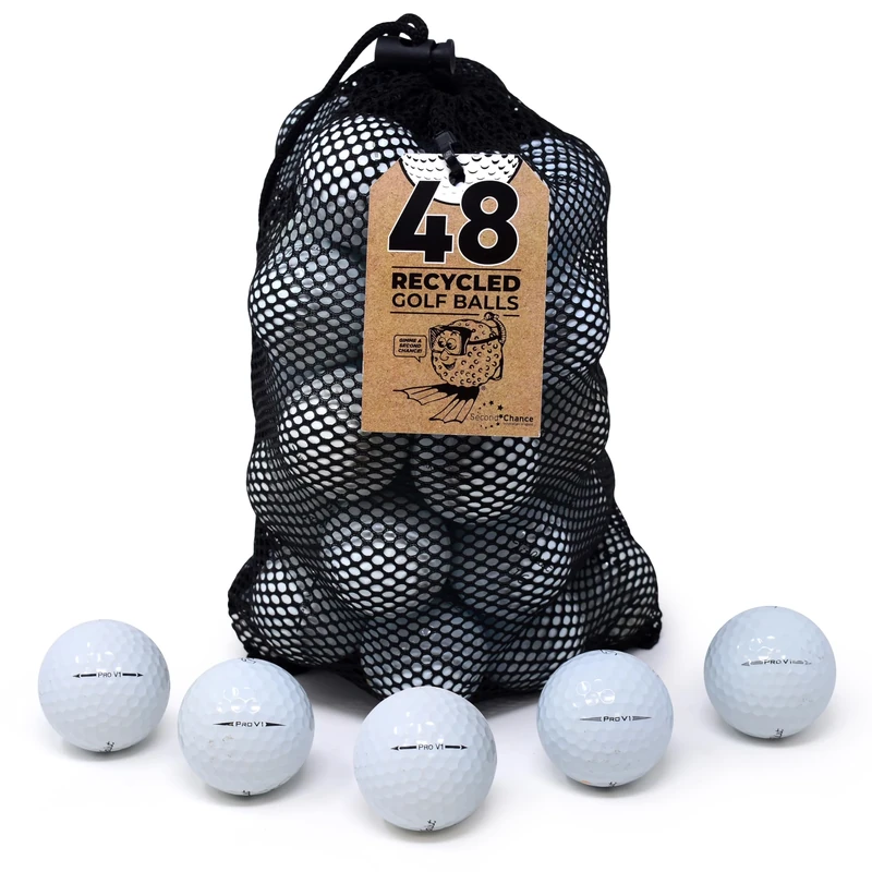 Second Chance Recycled Lake Golf Balls, 48 Grade B For Titleist Pro V1 - Lake Balls From Practice & Social Games, Used Golf Balls, Ideal From Practice and Play