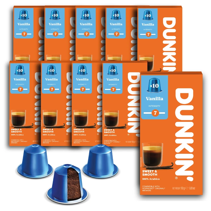 Dark Coffee Vanilla 100 Coffee Capsules | Flavoured Coffee with Fine Vanilla Note | 100% Arabica Beans | Gentle, Sweet & Harmonious | Compatible with Nespresso Capsule Machines