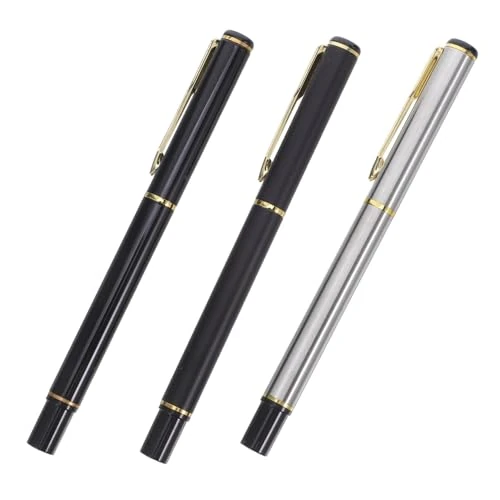Operitacx 3pcs Portable Calligraphy Brush Pens with Soft Stainless Steel Tips Refillable Ink Fountain Pens for Japanese Chinese Writing Fine Script Handwriting Drawing and Sketching Art