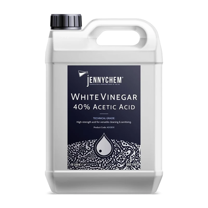 40% Acetic Acid (White Vinegar) – Technical Grade Cleaning Vinegar Alternative – Concentrated Solution for Professional Cleaning, Limescale Removal, Descaling & Outdoor Use (5 Litre)