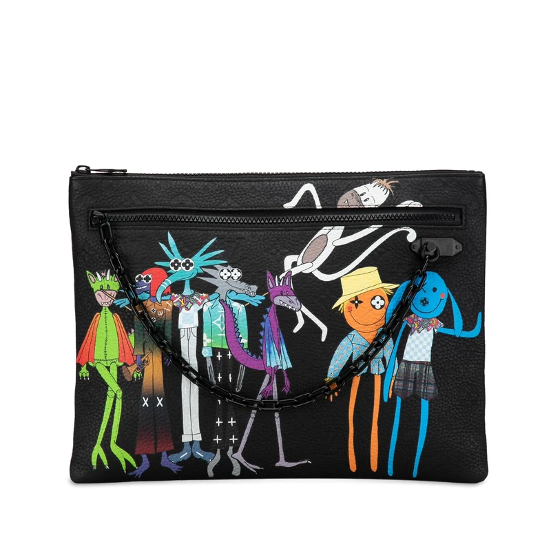 Louis Vuitton Pre-Loved Virgil Abloh Monogram Taurillon Zoom With Friends A4 Pouch Clutch Bag