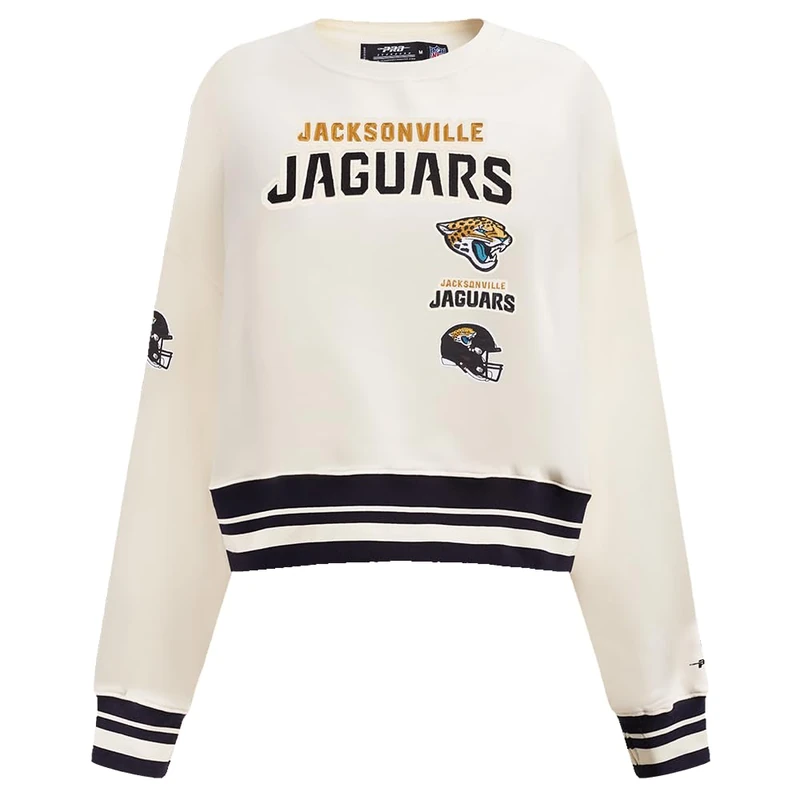 Pro Standard Womens NFL Jacksonville Jaguars Retro Classics Crewneck Sweatshirt Eggshell/Black Xl - Image 1