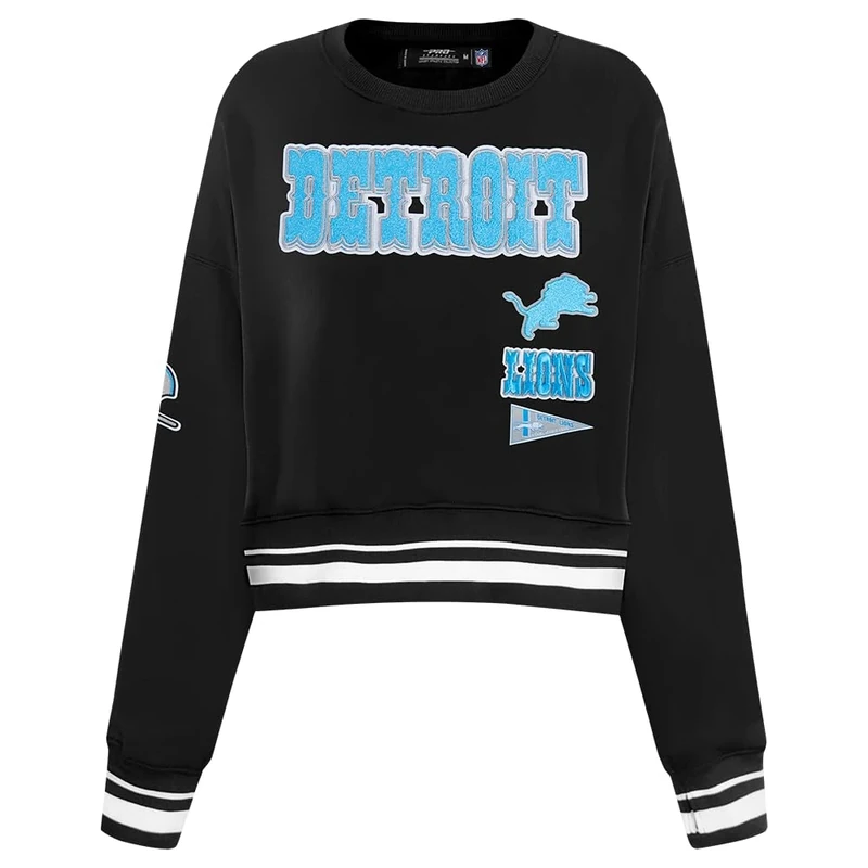 Pro Standard Womens NFL Detroit Lions Retro Classics Crewneck Sweatshirt Black L
