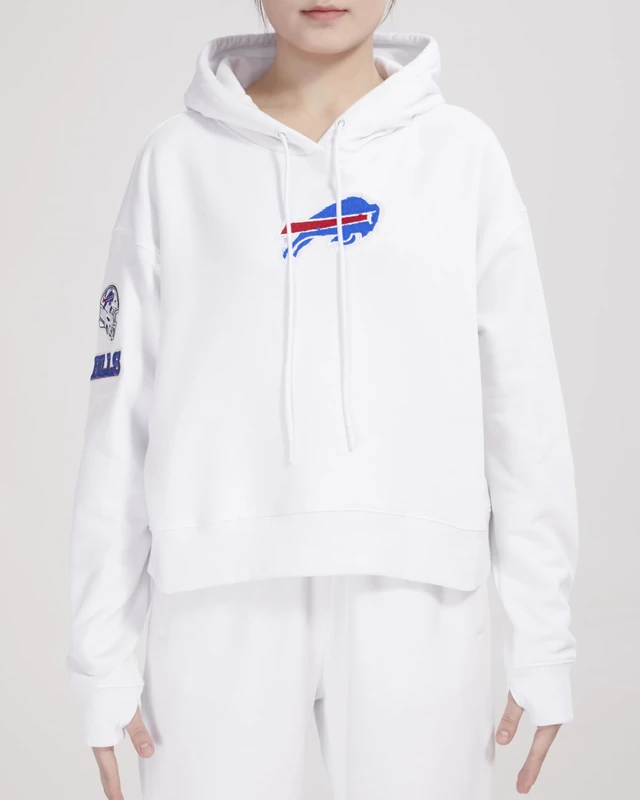 Pro Standard WOMENS NFL BUFFALO BILLS CLASSIC CHENILLE CROPPED PULLOVER HOODIE WHITE S