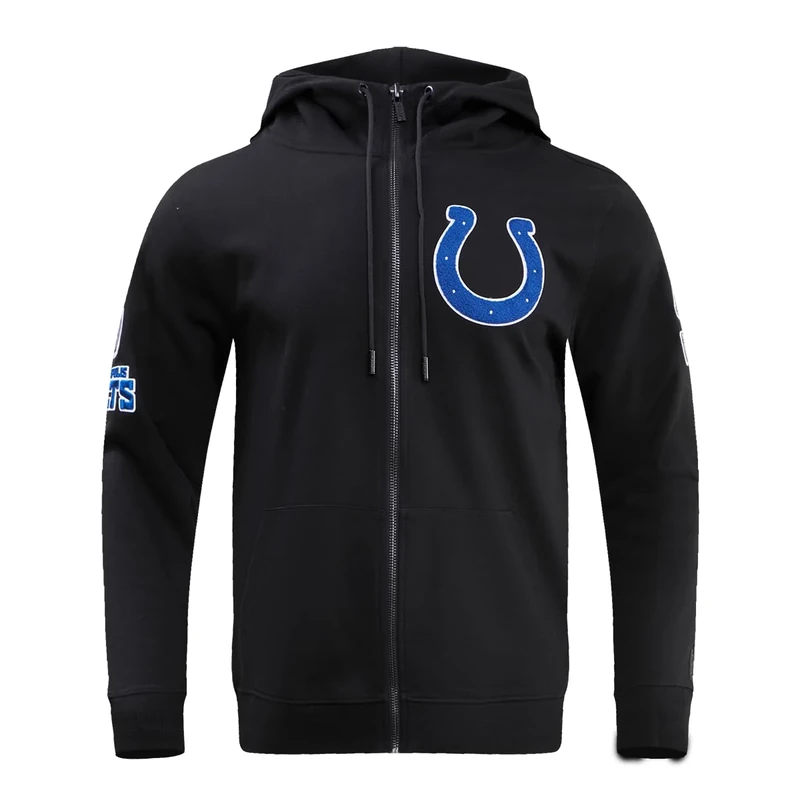 Pro Standard MENS NFL INDIANAPOLIS COLTS CLASSIC CHENILLE FULL ZIP HOODIE BLACK XL