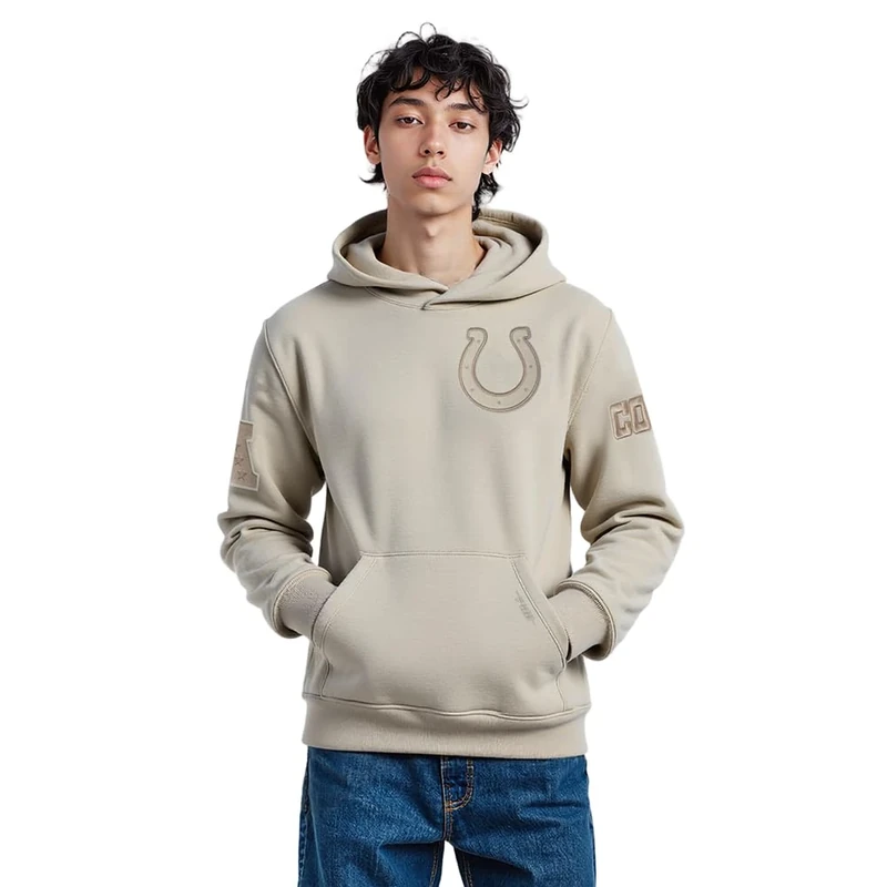 Pro Standard Mens NFL Indianapolis Colts Neutral Pull Over Hoodie Taupe Xl