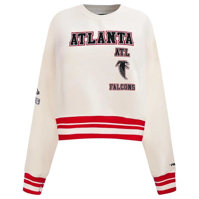 Pro Standard Womens NFL Atlanta Falcons Retro Classics Crewneck Sweatshirt Eggshell/Red Xl