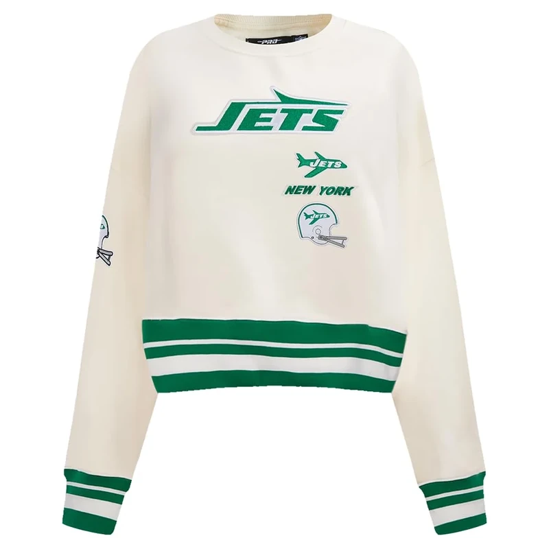 Pro Standard WOMENS NFL NEW YORK JETS RETRO CLASSICS CREWNECK SWEATSHIRT EGGSHELL/KELLY GREEN 2XL