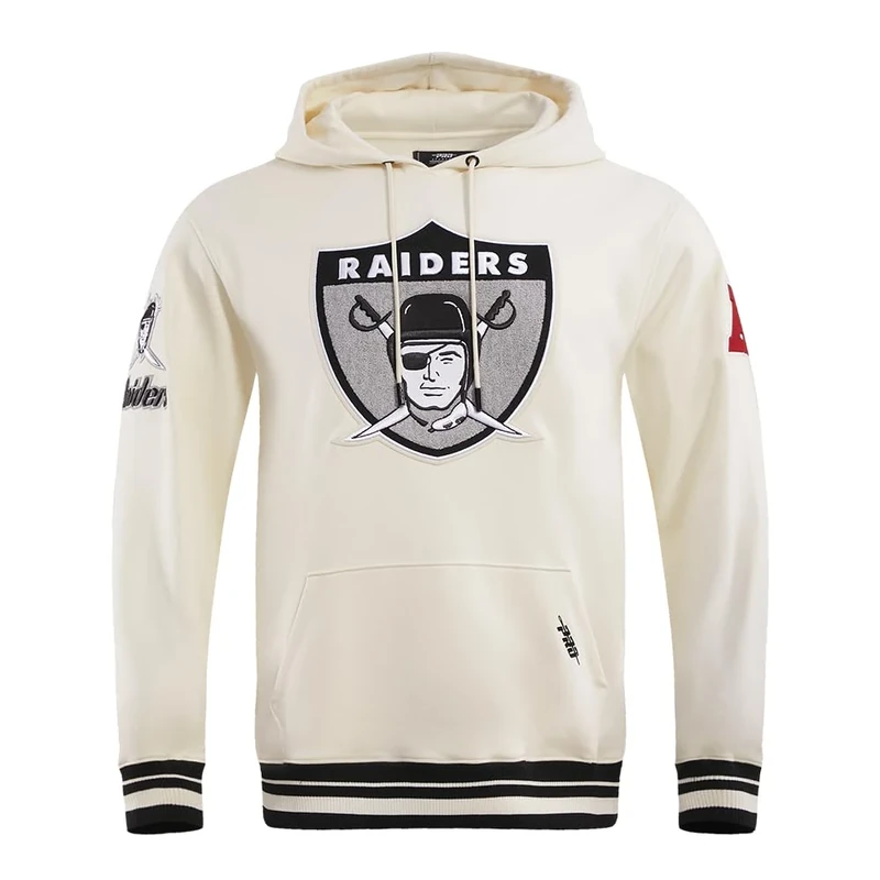 Pro Standard Mens NFL Las Vegas Raiders Retro Classics Pull Over Hoodie Eggshell/Black Xl