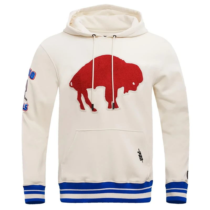 Pro Standard Mens NFL Buffalo Bills Retro Classics Pull Over Hoodie Eggshell/Royal Blue L