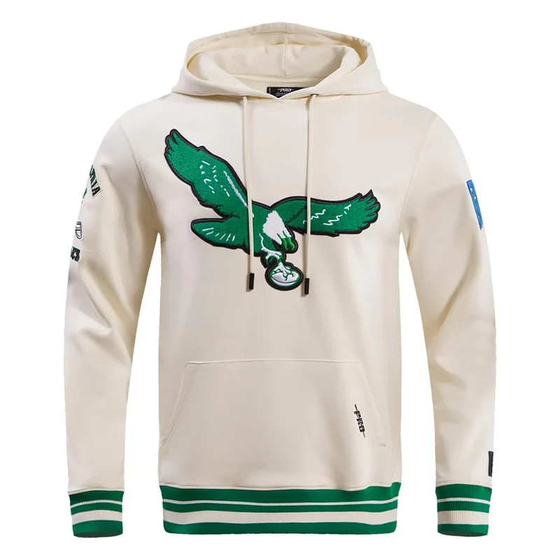 Pro Standard Mens NFL Philadelphia Eagles Retro Classics Pull Over Hoodie Eggshell/Kelly Green S