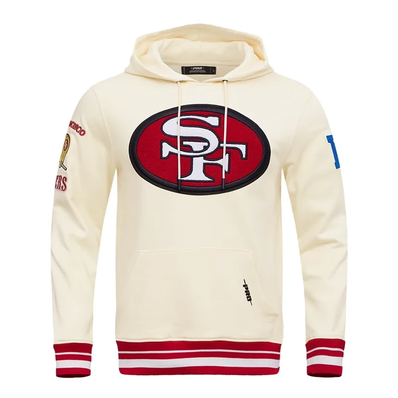 Pro Standard Men's NFL San Francisco 49Ers Retro Classics Pull Over Hoodie Eggshell/Red 3XL
