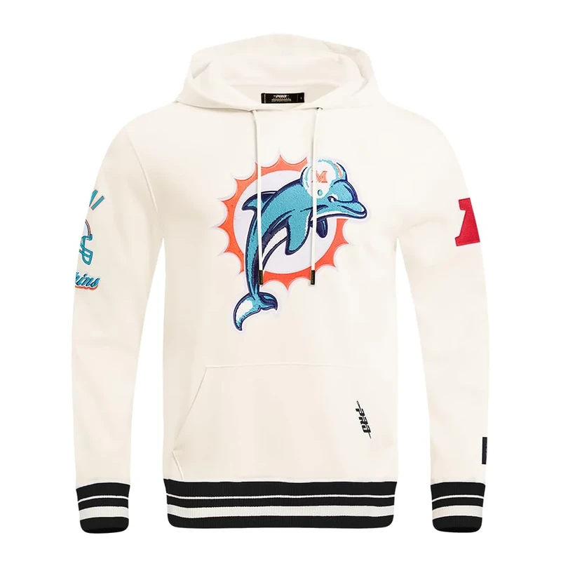 Pro Standard Mens NFL Miami Dolphins Retro Classics Pull Over Hoodie Eggshell/Black L