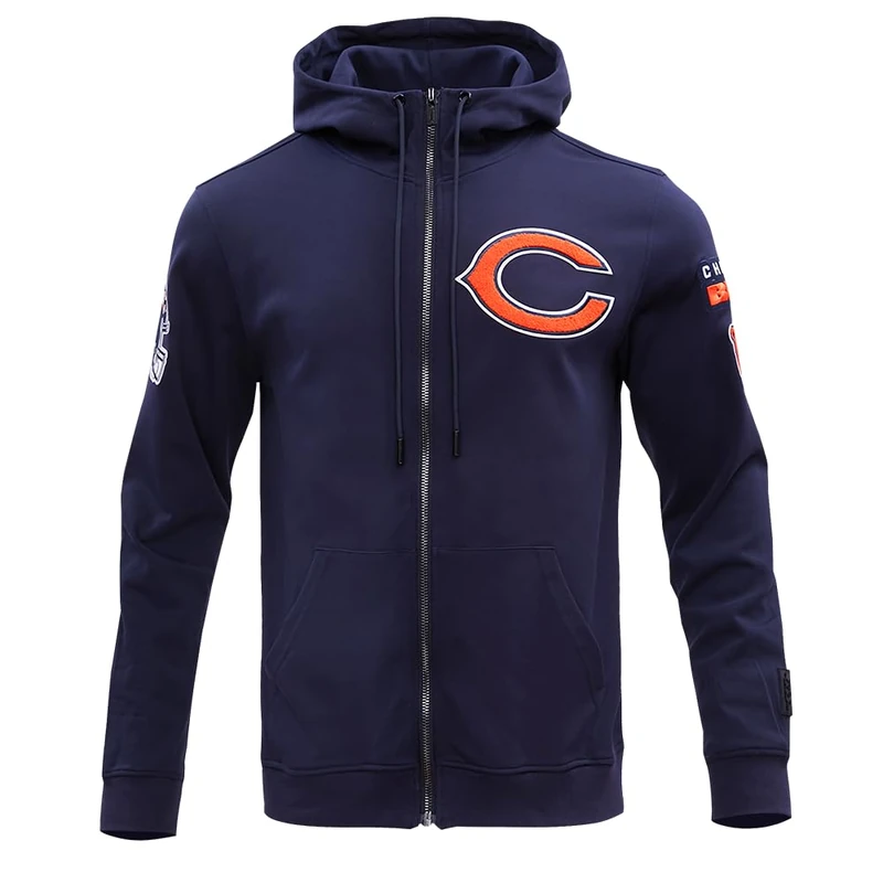 Pro Standard Mens NFL Denver Broncos Classic Chenille Full Zip Hoodie Midnight Navy S