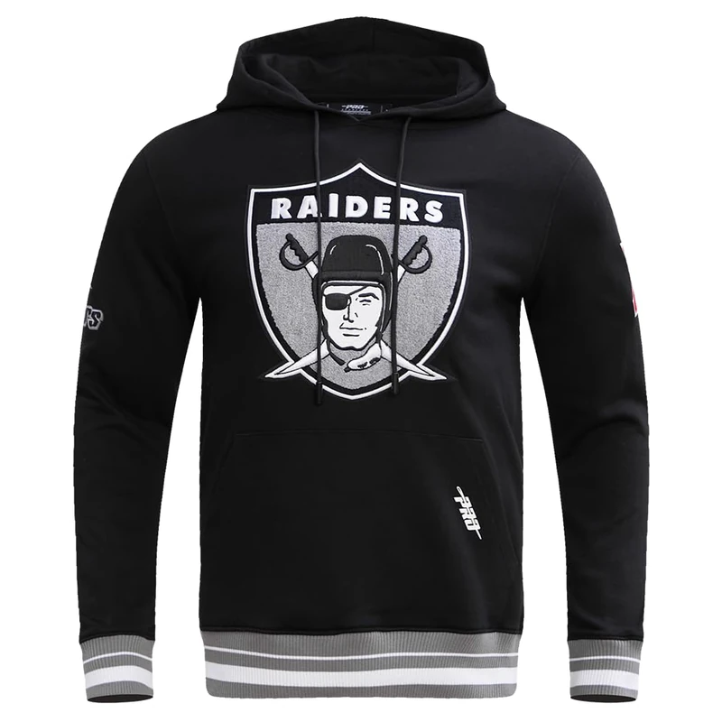 Pro Standard Men's NFL Las Vegas Raiders Retro Classics Pull Over Hoodie Black/Grey 3XL