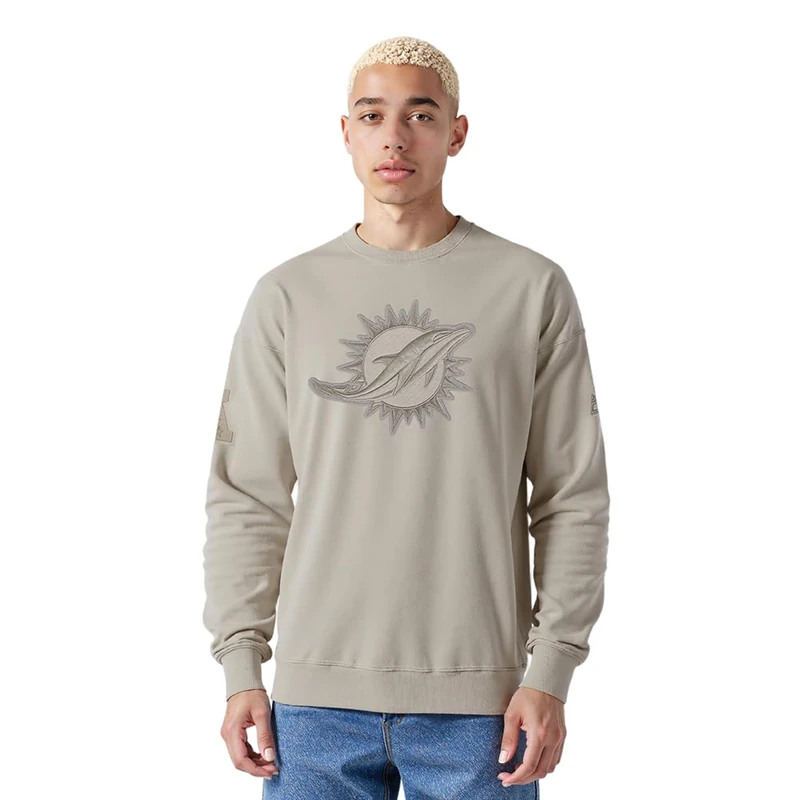 Pro Standard Mens NFL Miami Dolphins Neutral Crewneck Sweatshirt Taupe Xl