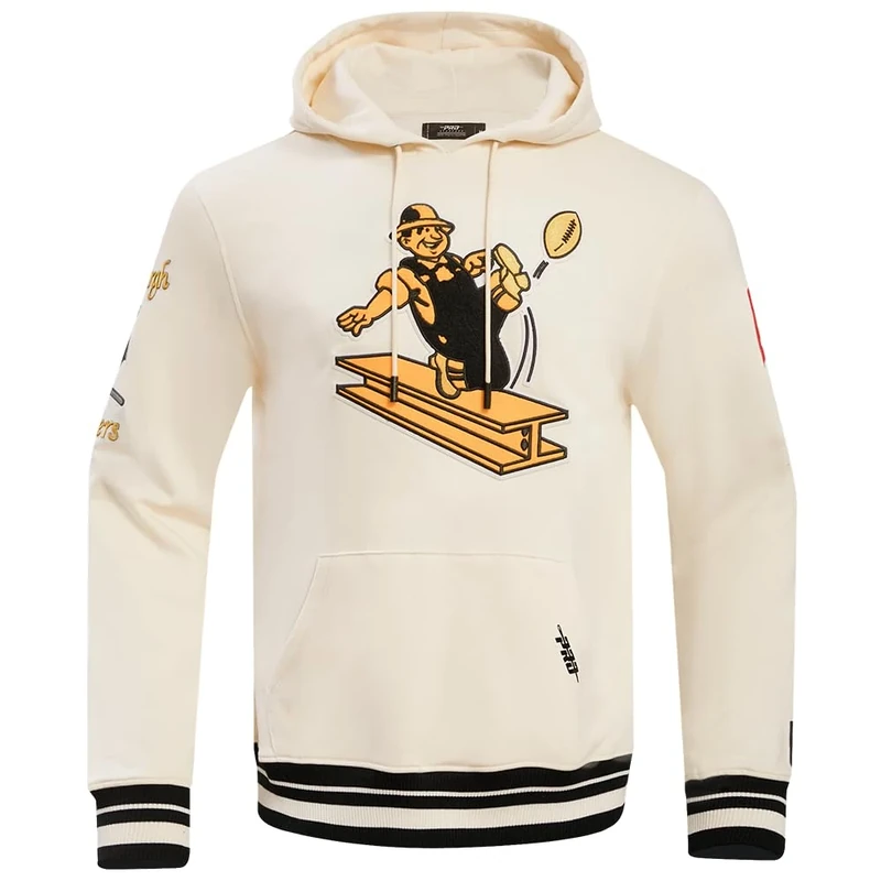 Pro Standard Mens NFL Pittsburgh Steelers Retro Classics Pull Over Hoodie Eggshell/Black S