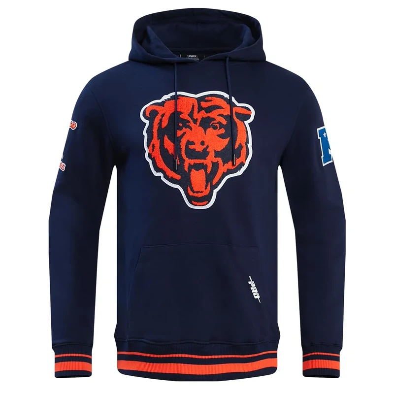 Pro Standard Mens NFL Chicago Bears Retro Classics Pull Over Hoodie Midnight Navy/Orange/Midnight Navy S