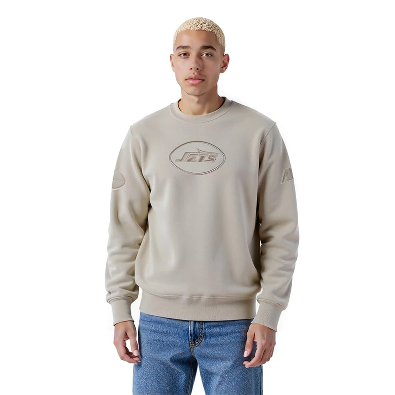 Pro Standard Men's NFL New York Jets Neutral Crew Neck Sweatshirt, Taupe, 3XL