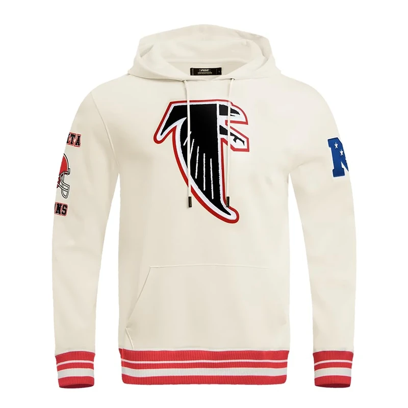 Pro Standard Men's NFL Atlanta Falcons Retro Classics Pull Over Hoodie Eggshell/Red 3XL