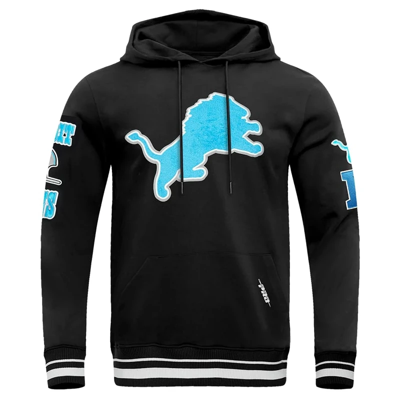 Pro Standard Mens NFL Detroit Lions Retro Classics Pull Over Hoodie Black 2Xl