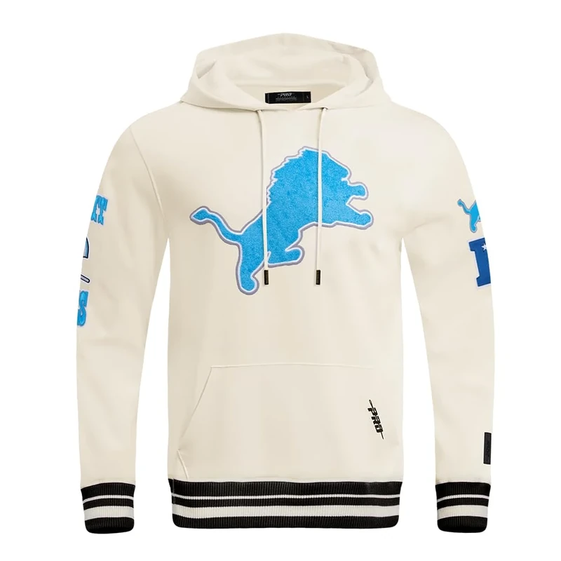 Pro Standard Mens NFL Detroit Lions Retro Classics Pull Over Hoodie Eggshell/Black Xl