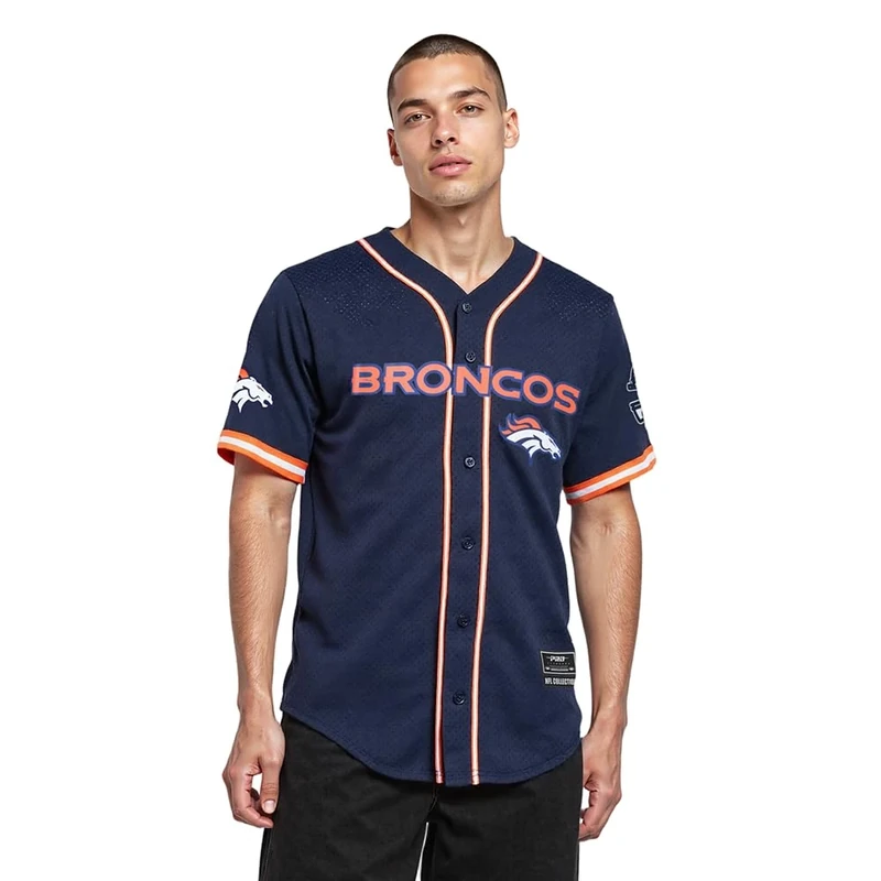 Pro Standard Mens NFL Chicago Bears Mesh Button Down Top Midnight Navy/Orange S