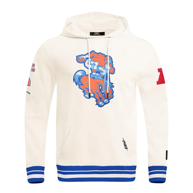 Pro Standard Mens NFL Denver Broncos Retro Classics Pull Over Hoodie Eggshell/Royal Blue M