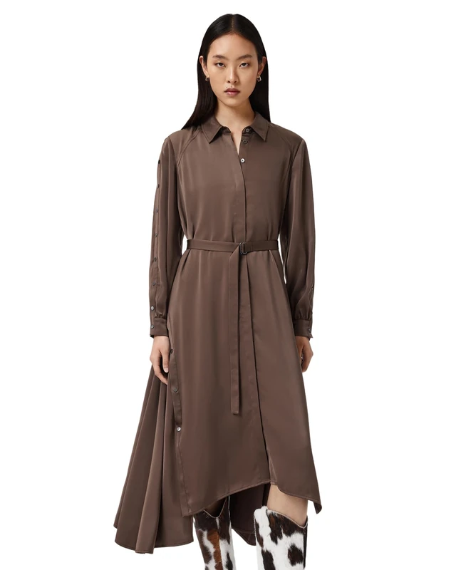 Allsaints Women's Lexi Dress, Pot Brown, 14