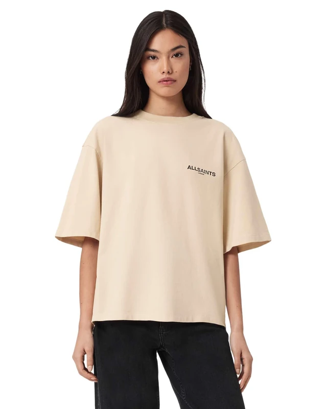 Allsaints Women's HALIS Amelie Tee,Sandy White, M