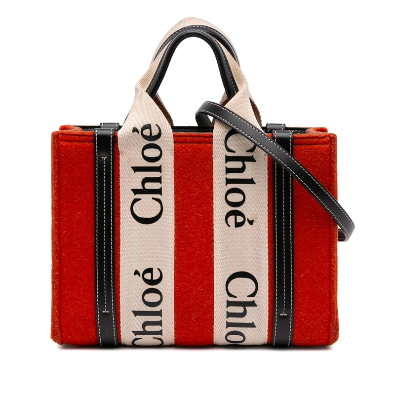 Chloé Pre-Loved Small Wool Woody Satchel