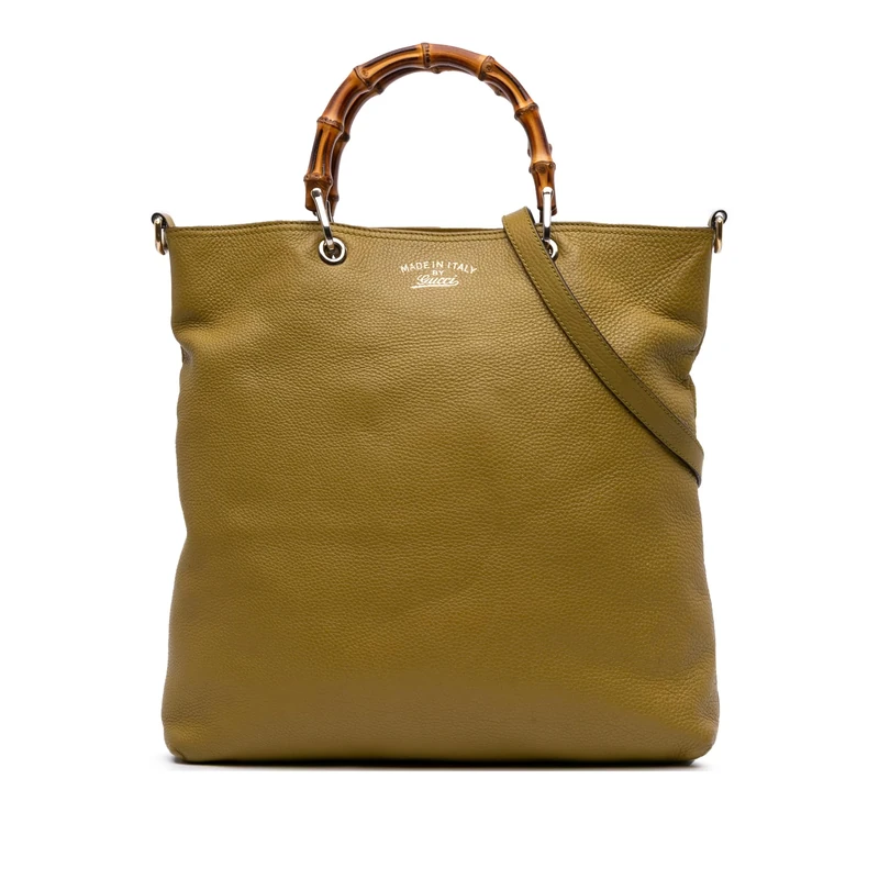 Gucci Pre-Loved Tall Leather Bamboo Shopper Tote Handbag