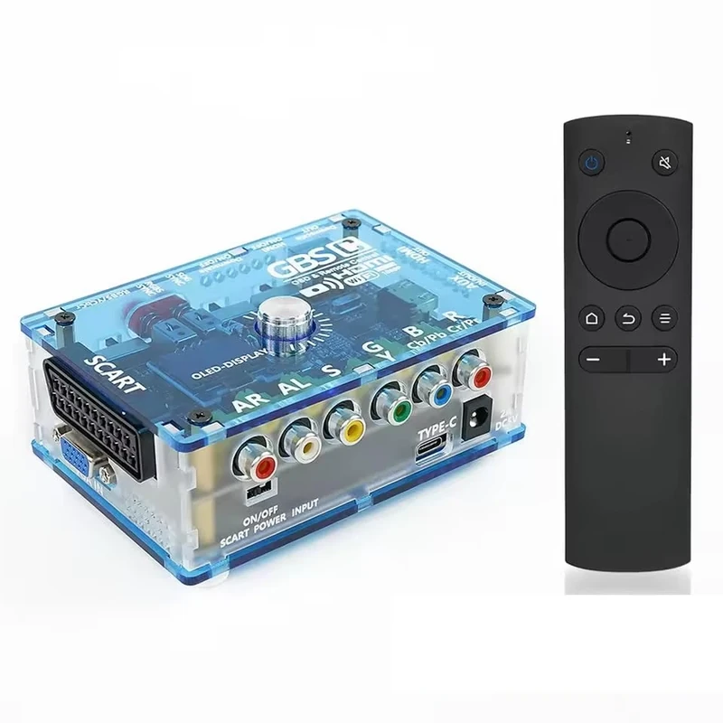 TicKnot ODV-GBS-C Mini Video Converter RGBS Scart/YPbPr to HDMI & VGA Upscaler for Retro Gaming Console PS2/N64/Dreamcast/Saturn with Zero Lag (Tran Blue)