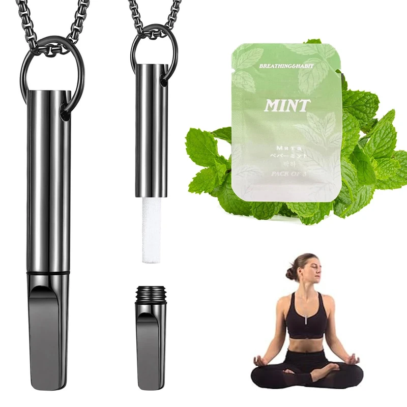 Breathing Necklace with Resistance, Breathing Necklace for Anxiety Relief, Breathing Exercises, Meditation, Christmas Valentine's Day Birthday Gift for Father, Women, Men