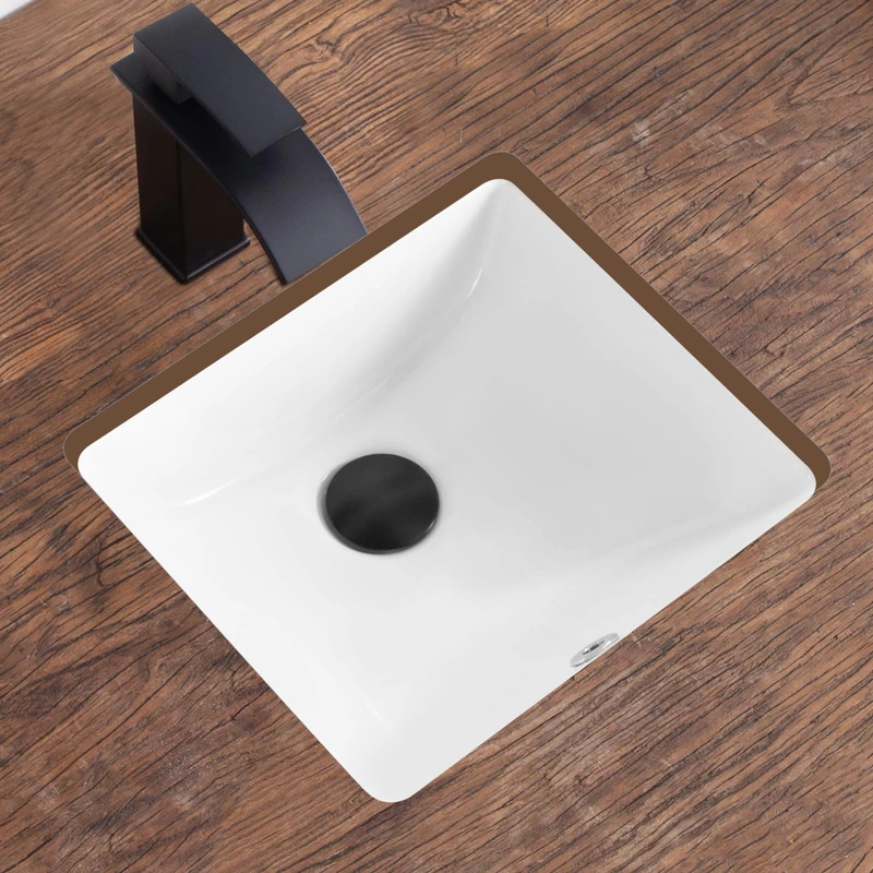 KDKSC 14 Inch Small Undermount Bathroom Sink White Ceramic Rectangular Under Counter Bathroom Sink for Cabinet Porcelain Vanity Sinks,Overflow Type (14.4"x12.7")