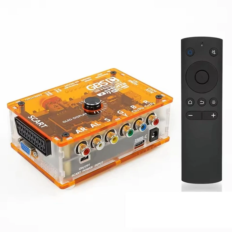 TicKnot ODV-GBS-C Mini Video Converter RGBS Scart/YPbPr to HDMI & VGA Upscaler for Retro Gaming Console PS2/N64/Dreamcast/Saturn with Zero Lag (Tran Orange)