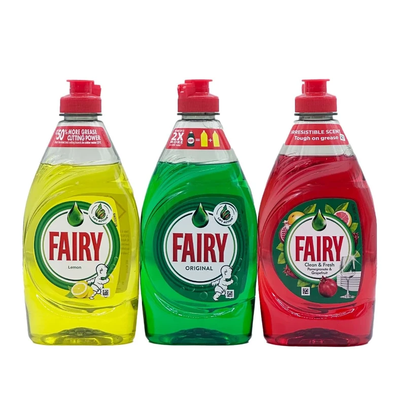 Washing Up Liquid 320ml Pack of 3 Dishes Grease Cleaner 1 x Original, 1 x Pomegranate, 1 x Lemon