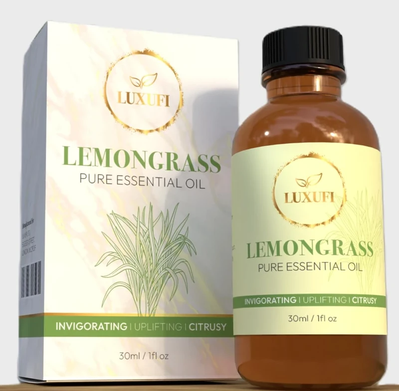 LUXUFI Lemongrass Essential Oil 30ml - Pure Aromatherapy for Diffuser