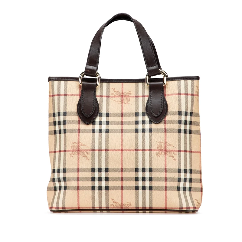 BURBERRY Pre-Loved Haymarket Check Coated Canvas Tote