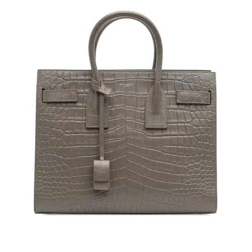 Yves Saint Laurent Pre-Loved Small Croc Embossed Leather Sac De Jour Satchel