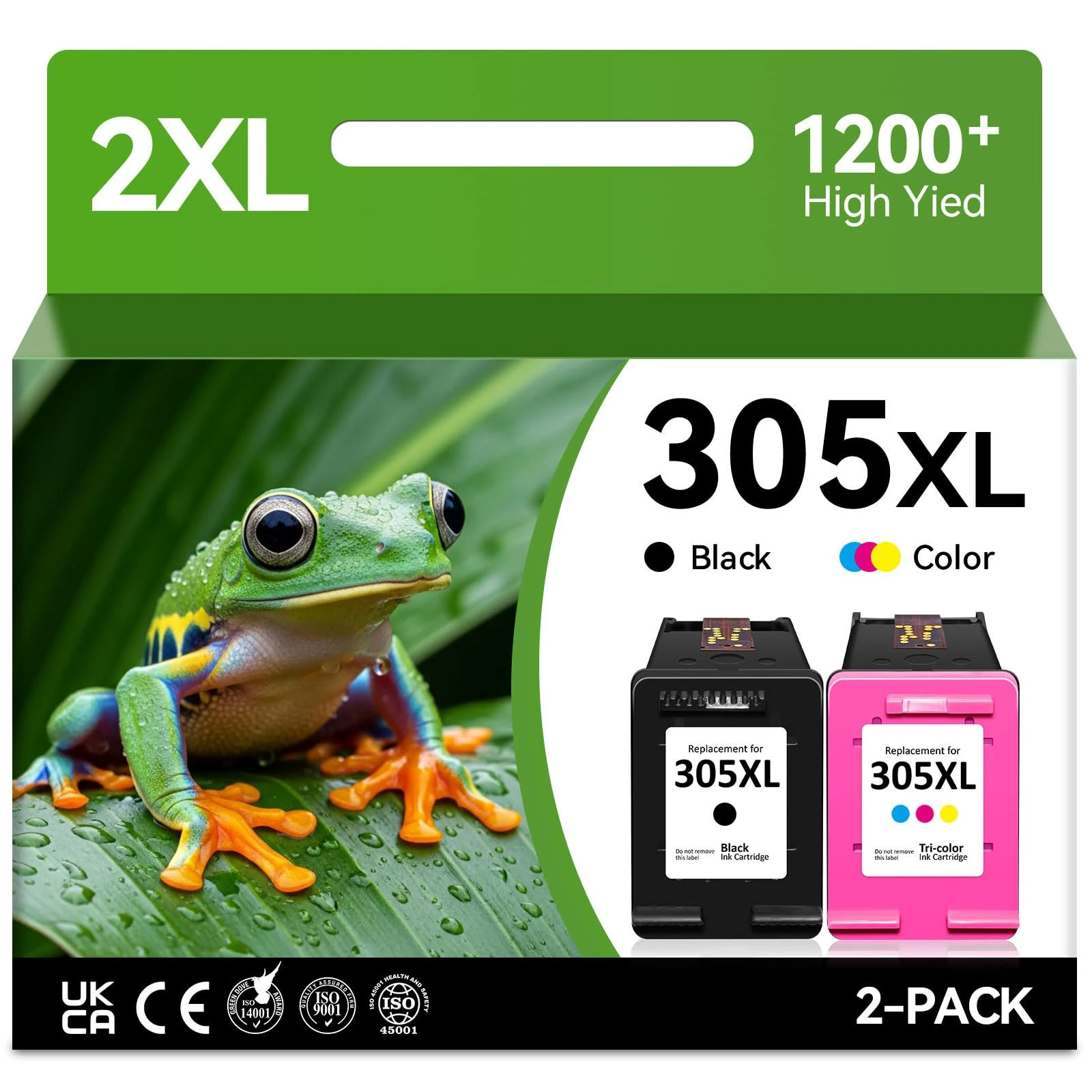305XL Ink Cartridges High Yied Replacement for HP 305 Ink Cartridges Black and Colour for DeskJet 2820e 2700 2710e 2720e 4120e 2721e Plus 4100 4120 Envy 6000 6020e 6032e Pro 6430, 2-Pack