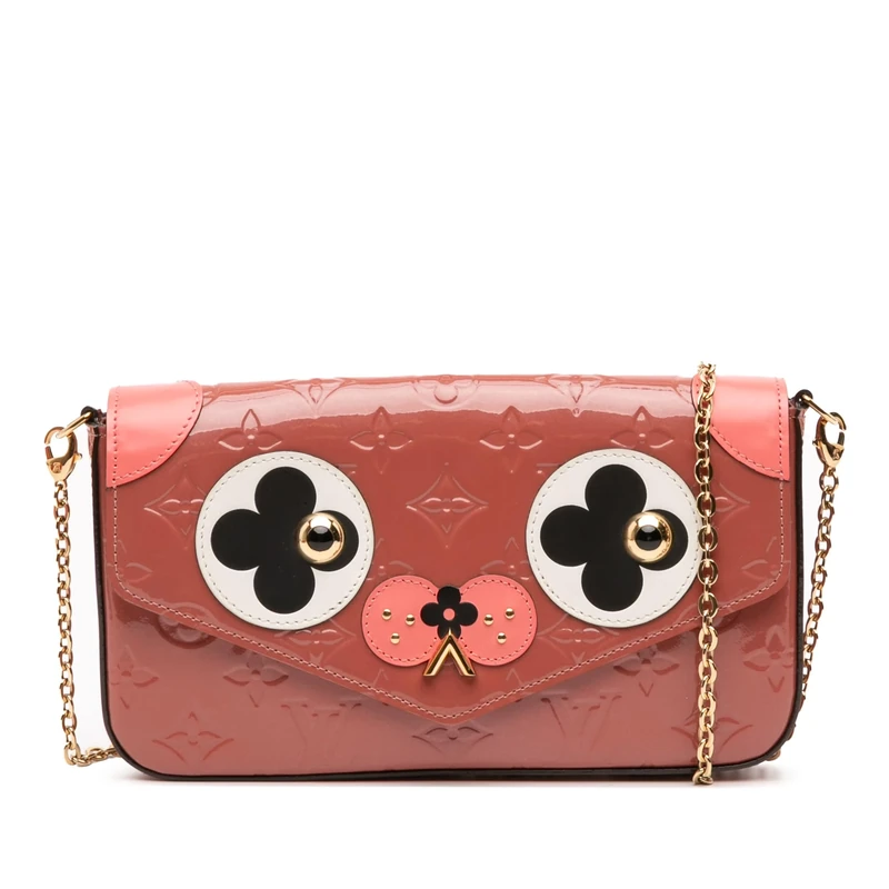 Louis Vuitton Pre-Loved Monogram Vernis Pochette Felicie Valentine Dog Crossbody Bag