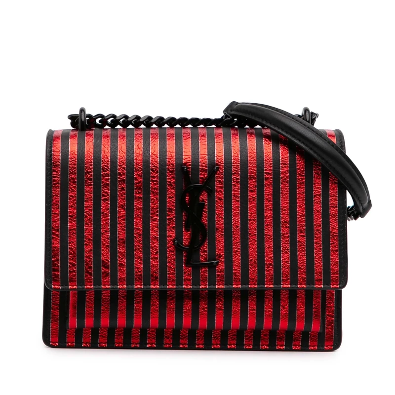 Pre-Loved Small Metallic Striped Canvas Monogram Sunset Crossbody