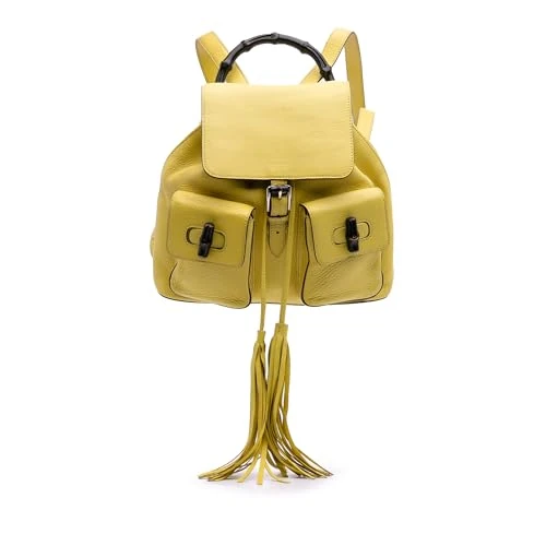 Gucci Pre-Loved Leather Bamboo Tassel Backpack