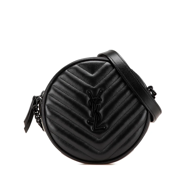 Yves Saint Laurent Pre-Loved Chevron Calfskin Round Vinyle Camera Bag Crossbody
