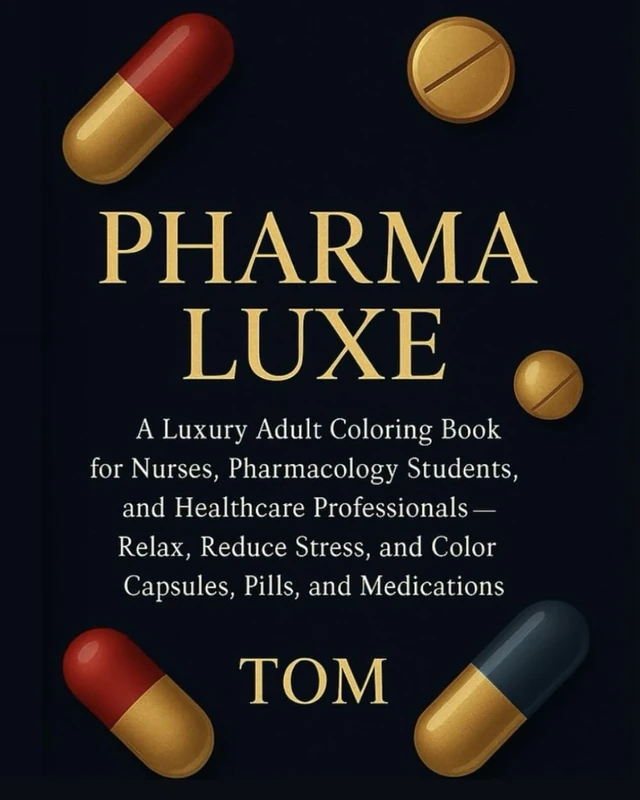 Pharma luxe: A Luxury Adult Coloring Book for Nurses, Pharmacology Students, and Healthcare Professionals — Relax, Reduce Stress, and Color Capsules, Pills, and Medications - Image 1