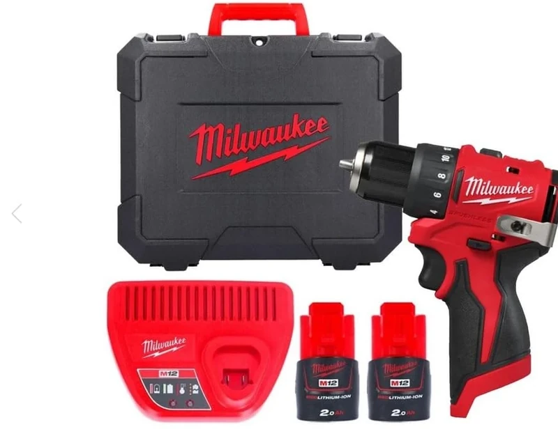 Milwaukee M12BLDDRC-202C 12v Compact Brushless Drill Driver Kit - 2 x 2.0ah Batteries