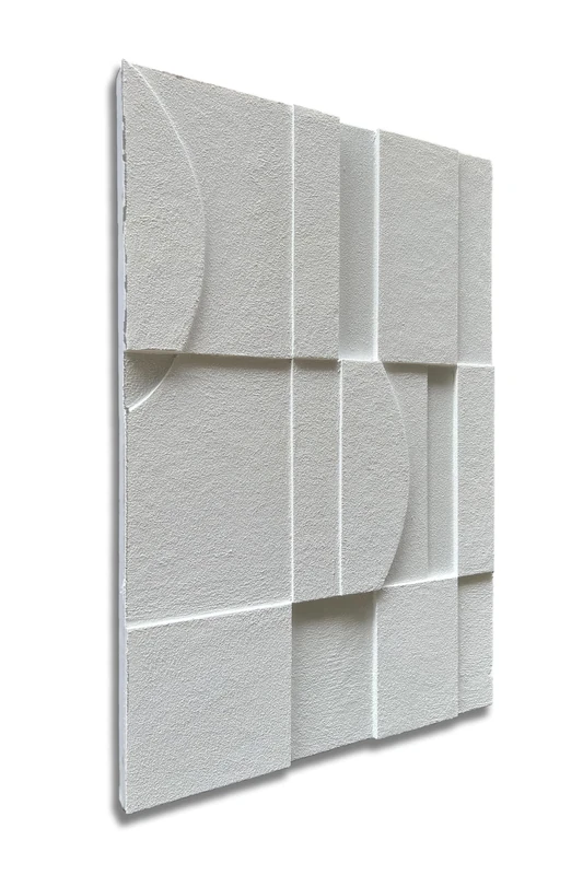 Limiyer Art Hand-painted white abstract three-dimensional texture art oil painting 36x24 inches Modern minimalist style art for home office wall decoration