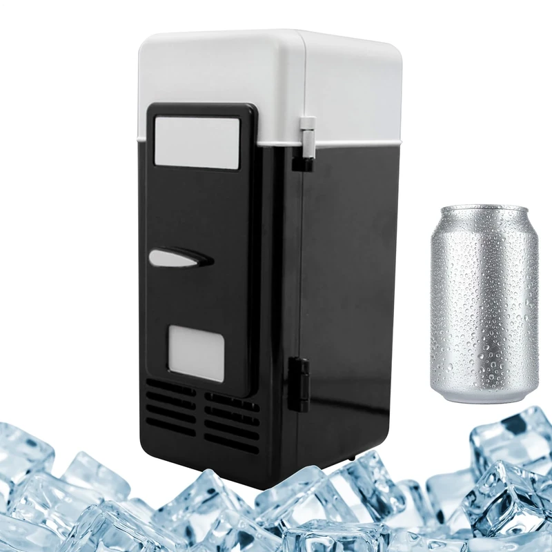 Small Fridge, USB Personal Fridge, Drink Cans Cooler, Plug and Play Beverages Chiller, Mini Compact Freezer, Plug-in Cooler Appliance, Cooling Warming Equipment, for Travel Car Offices Use